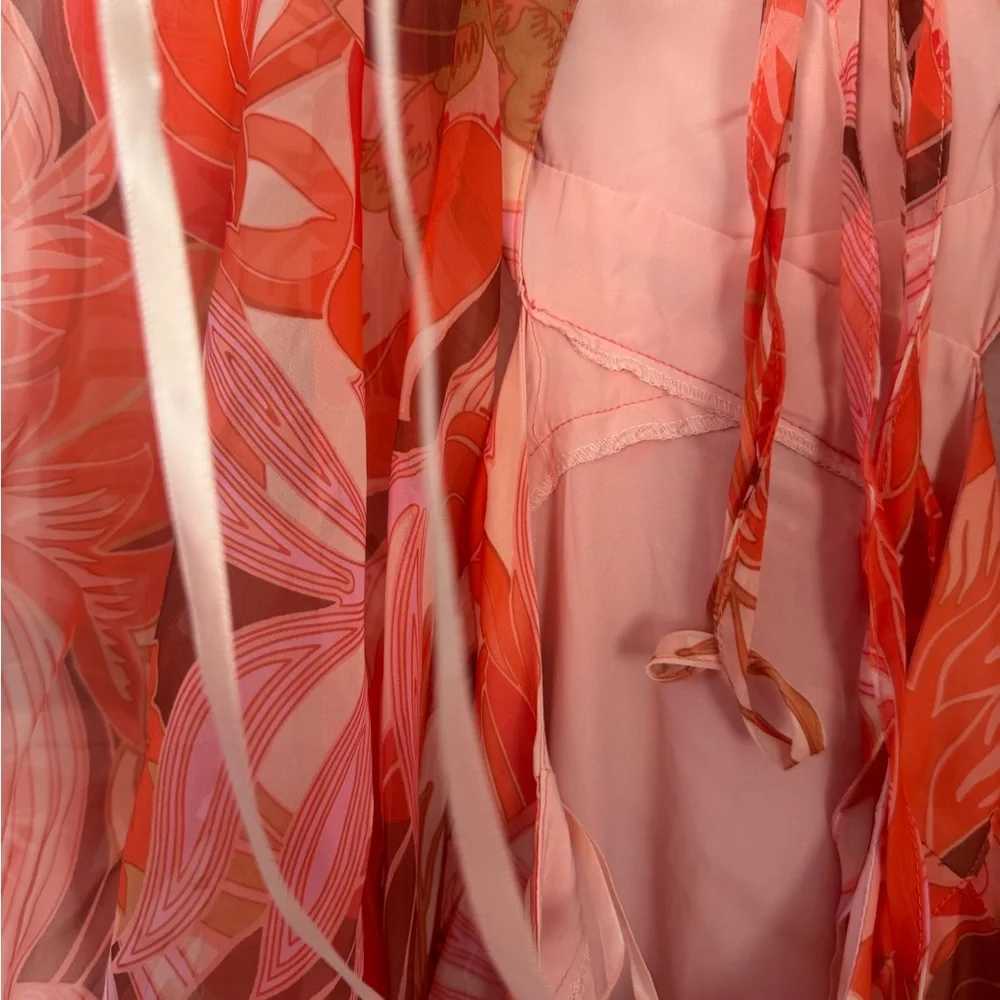 Elegant Orange Floral Midi Dress - Picture 9 of 16